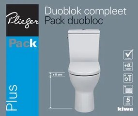 Plieger Plus WC-pack verhoogd m. keramisch reservoir dualflush (+8cm) totaal 48cm hoog universeel wit