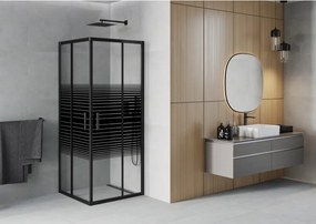 Mexen Rio vierkante douchecabine 90 x 90 cm, zwarte strepen, zwart - 860-090-090-70-20