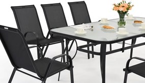 Modena metalen tuinmeubel voor 8 personen met grote tafel Garden Point zwart