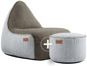 SACKit Cobana Lounge Chair & Pouf - Bruin/Wit