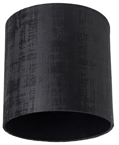 Stoffen Velours lampenkap zwart 25/25/25 Modern cilinder / rond