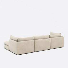 Modulaire 3-zitsbank met poef, gemêleerd polyester, Malo