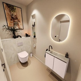 Mondiaz Ture DLux toiletmeubel 60cm rosee met wastafel ostra links met kraangat