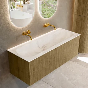 Mondiaz Kurve-dlux 120cm badmeubel dusk met 1 lade en wastafel big large midden zonder kraangat frappe