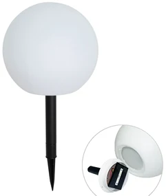 Buitenlamp wit 25 cm incl. LED IP44 solar RGBW - Ludger Modern IP44 Buitenverlichting rond