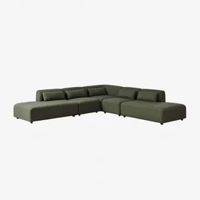 5-delige Modulaire Hoekbank Met Dubbele Chaise Longue Fogler Teddystof Currygeel - Sklum