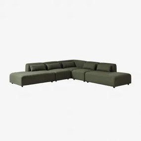 Fogler 5-delige Modulaire Hoekbank Met Dubbele Chaise Longue Chenille Groen – Salie - Sklum