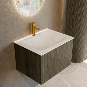 Mondiaz Kurve-dlux 60cm badmeubel shadow met 1 lade en wastafel cloud midden 1 kraangat opalo