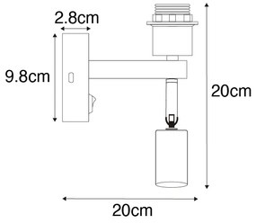 Moderne wandlamp zwart met leeslamp - Brescia