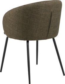 CLARA Olijfgroen (stof Basel 77)/zwarte poten - MODERNE GESTOFFEERDE KUIPSTOEL VOOR WOONKAMER/EETKAMER/KANTOOR LOFT