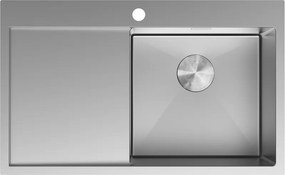 Mexen Exar roestvrijstalen gootsteen met 1 kom en afdruiprek, rechts 780 x 480 mm, inox - 6434781010P-01