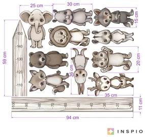Muursticker dieren - INSPIO dieren met groeimeters