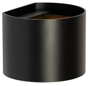 Moderne wandlamp zwart met lichteffect rond - Edwin