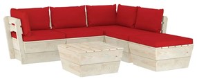 vidaXL 6-delige Loungeset met kussens pallet vurenhout