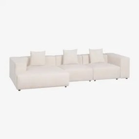 Modulaire Bank Met Linker Chaise Longue Van 3 Delen (↔︎335 Cm) Met Hoge Armleuning Bruna Corduroy Beige – Linnen - Sklum