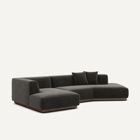 Open hoekbank in chenille fluweel, Jacopo