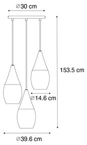 Moderne hanglamp zwart met smoke glas 3-lichts - Drop Modern E27 rond Binnenverlichting Lamp