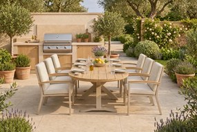 Tuinset 6 personen 240 cm Aluminium Zand/Beige Osmen Midura/Diogo