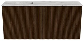 Mondiaz Joya DLux 90cm toiletmeubel walnut met wastafel faye links zonder kraangat glace