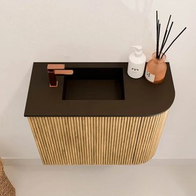 Mondiaz Joya 50cm toiletmeubel ronding rechts oak met wastafel faye links 1 kraangat urban