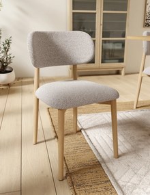 ALDO Beige Latte (stof Monza 60)/gelakt eiken frame – HOUTEN BOUCLÉSTOEL VOOR WOONKAMER, EETKAMER, KEUKEN RETRO