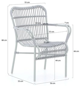 Intenso Parma/ROUGH-S 90cm dining tuinset 5-delig stapelbaar