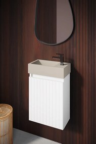 Fontana Crest toiletmeubel ribbelfront mat wit 40x22cm met beige fontein rechts