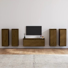 vidaXL Tv-meubelen 5 st massief grenenhout honingbruin