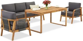 Acaciahouten tuinmeubelen Mumbai Apetito 5 met Garden Point poefs