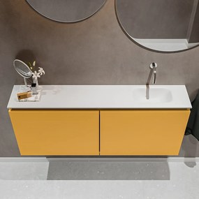 Mondiaz Ture 120cm toiletmeubel ocher met wastafel talc rechts geen kraangat