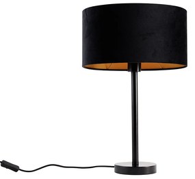 Tafellamp zwart met ovale velours kap zwart 35cm - Simplo Modern, Klassiek / Antiek E27 rond Binnenverlichting Lamp