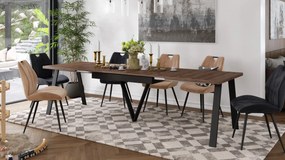 AVERY eik bruin/onderkant zwart - LOFT/INDUSTRIËLE TAFEL VOOR WOONKAMER/EETKAMER UITKLAPBAAR TOT 290 cm!