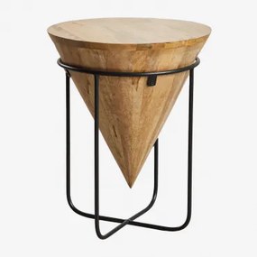 Nachtkastje Ø40 Cm Van Mangohout En Ijzer Piram Zwart - Sklum