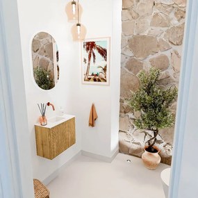 Mondiaz Joya 50cm toiletmeubel oak met wastafel faye midden zonder kraangat talc