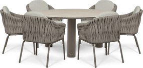 Tuinset Ronde Tuintafel 6 personen 158 cm Rope Taupe  Santika Furniture Santika