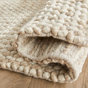 Bedmatje in dikke wol, handgeweven, Nisha