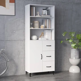 vidaXL Hoge kast bewerkt hout wit