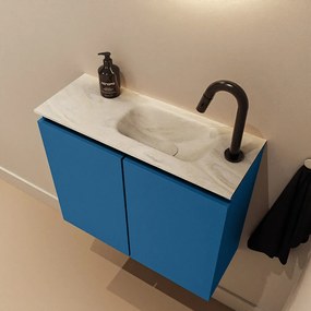 Mondiaz Ture DLux toiletmeubel 60cm jeans met wastafel ostra rechts met kraangat