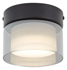 Moderne plafondlamp zwart met smoke glas  - Puck