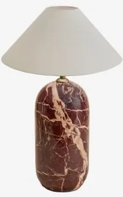 Tafellamp Van Natuurlijk Steen Yalvira Rood Marmer Cherry Gold & Wit Mat Ø35 Cm - ↑15 Cm Graciela - Sklum