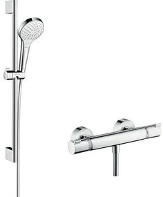 Hansgrohe Croma Select S Glijstangset - croma select s vario handdouche 65cm - Ecostat Comfort douchekraan - thermostatisch - wit/chroom 27013400