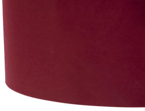 Stoffen Eettafel / Eetkamer Hanglamp zwart met velours kappen rood met goud 35 cm 2-lichts - Blitz Klassiek / Antiek E27 cilinder / rond rond Binnenverlichting Lamp