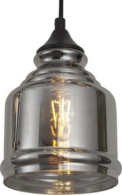 Art deco hanglamp zwart met smoke glas 8-lichts - Hanne