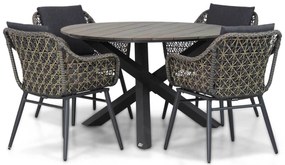 Tuinset Ronde Tuintafel 4 personen 125 cm Wicker Taupe  Lifestyle Garden Furniture Dolphin/Ancona