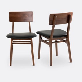 Set van 2 stoelen in notenhout en leer, Larsen