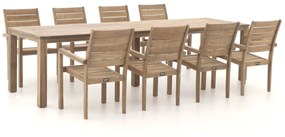 Diningset ROUGH  | 8 personen teakhout | Tuinset stapelbaar | 9-delig | Kees Smit Tuinmeubelen