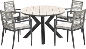 Garden Impressions Burela tuinset 5-delig - Tulli tuintafel 180x115xH75 cm