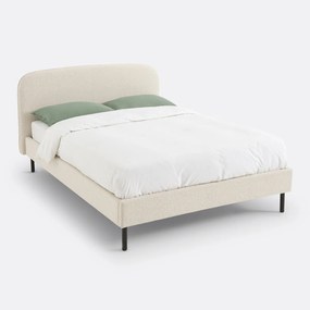 Bed, gestoffeerd in bouclette stof, met lattenbodem, Conto