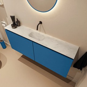 Mondiaz Ture DLux toiletmeubel 120cm jeans met wastafel opalo midden zonder kraangat