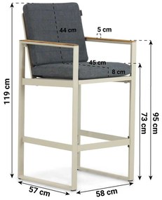 Barstoel Aluminium Taupe-naturel-bruin Lifestyle Garden Furniture Faro